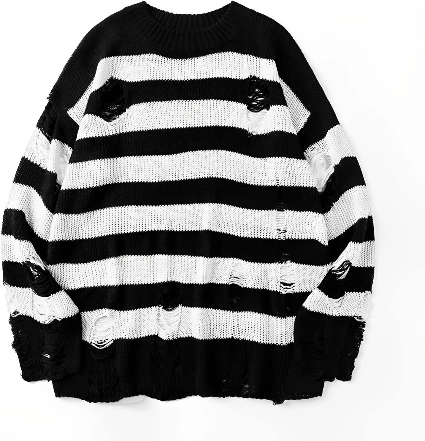 Womens Sweaters Long Sleeve Crew Neck Sweater Top Striped Oversized Pullover for Women 2024 Fall Casual Outfits