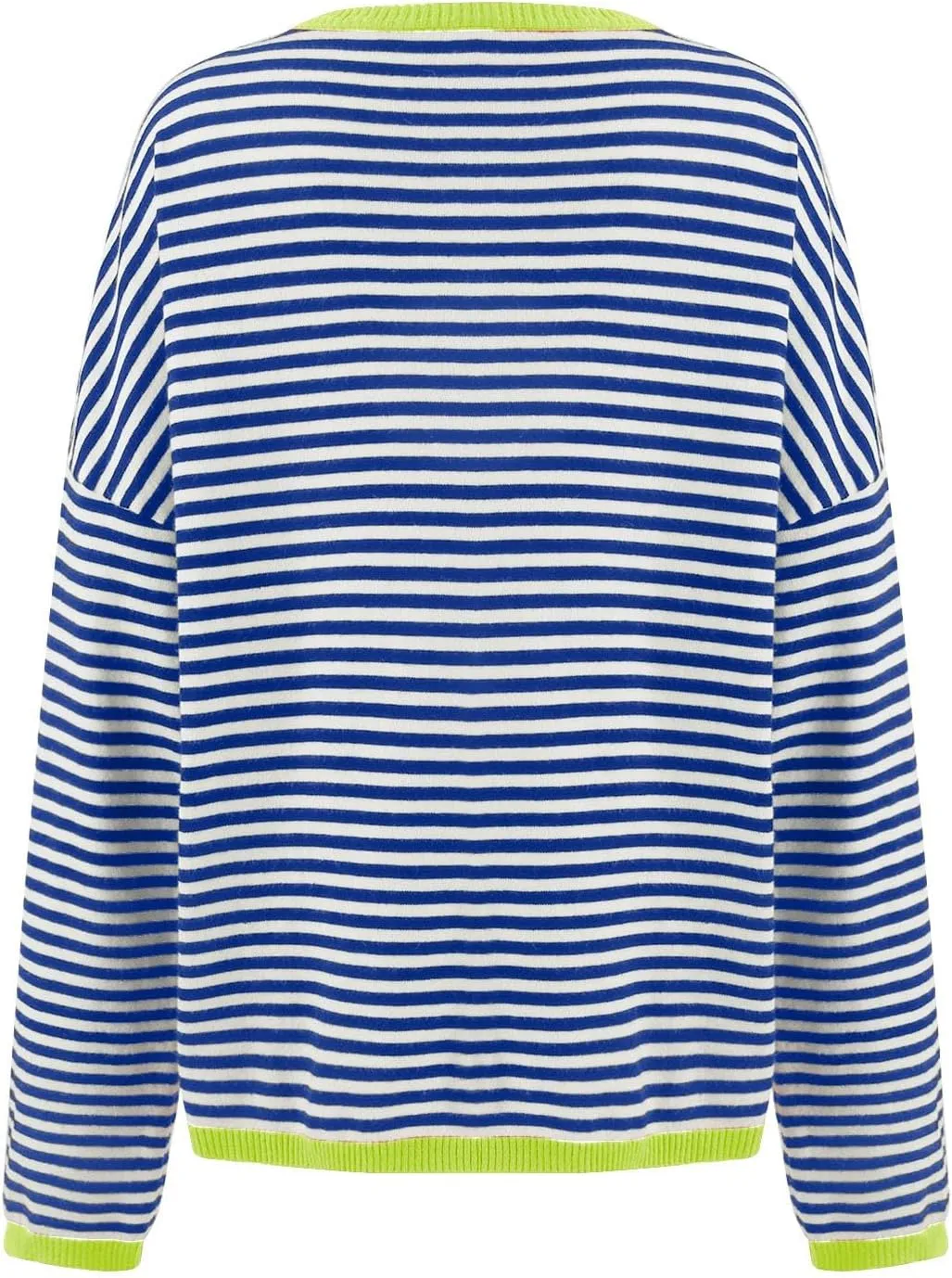 Womens Sweaters Striped Color Block Long Sleeve Casual Loose Knitted Pullover Shirts 2024 Fall Outfits Trendy Tops
