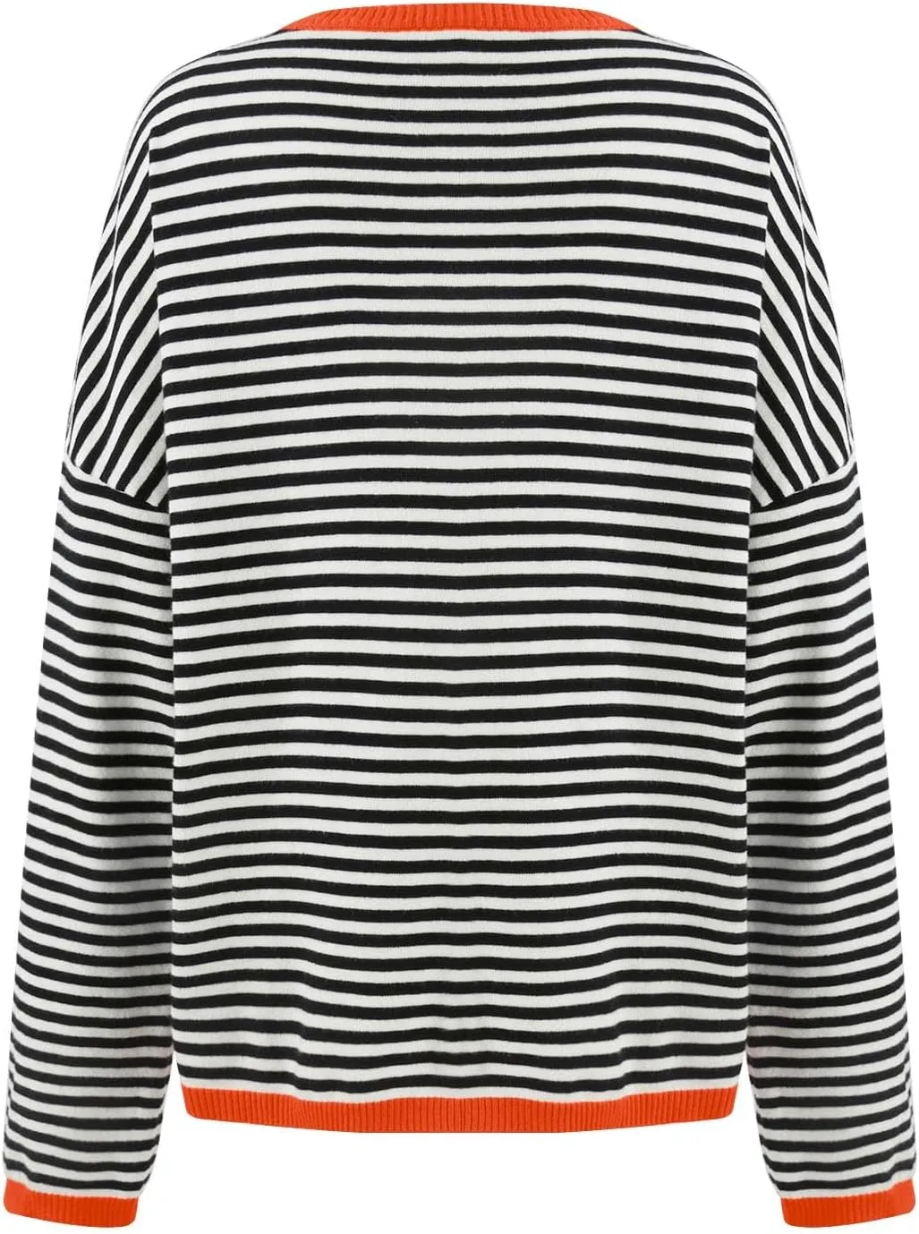 Womens Sweaters Striped Color Block Long Sleeve Casual Loose Knitted Pullover Shirts 2024 Fall Outfits Trendy Tops