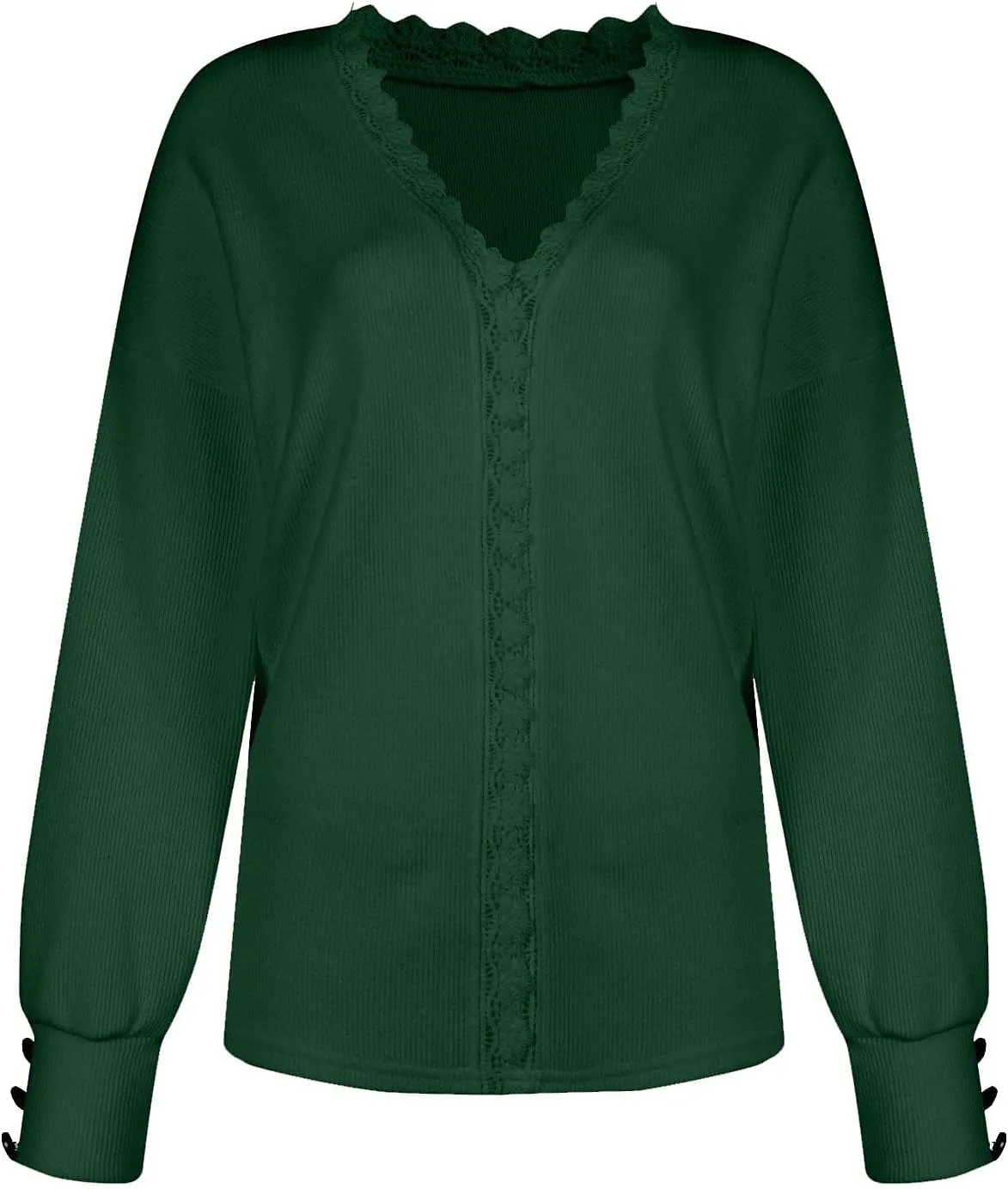 Womens Sweaters Trendy Fashion Long Sleeve Shirts Crochet V Neck Knit Pullover Tops Outfits Fall 2024 Oversized