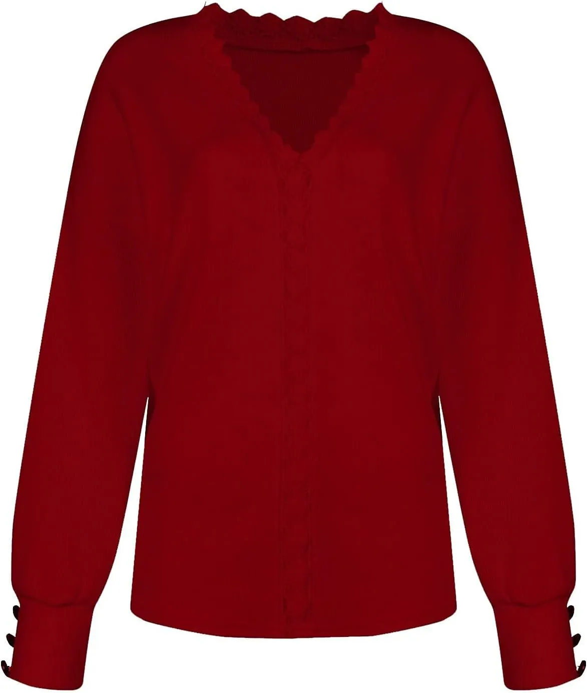 Womens Sweaters Trendy Fashion Long Sleeve Shirts Crochet V Neck Knit Pullover Tops Outfits Fall 2024 Oversized