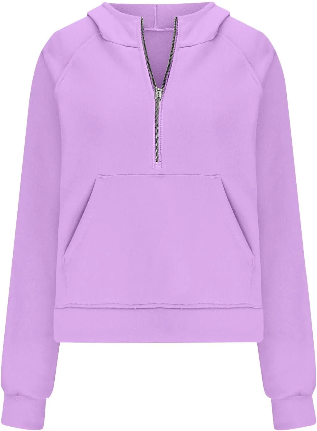 Womens Sweatshirts Half Zip Cropped Pullover Fleece Quarter Zipper Hoodies Thumb Hole Solid Sweatshirt with Pocket