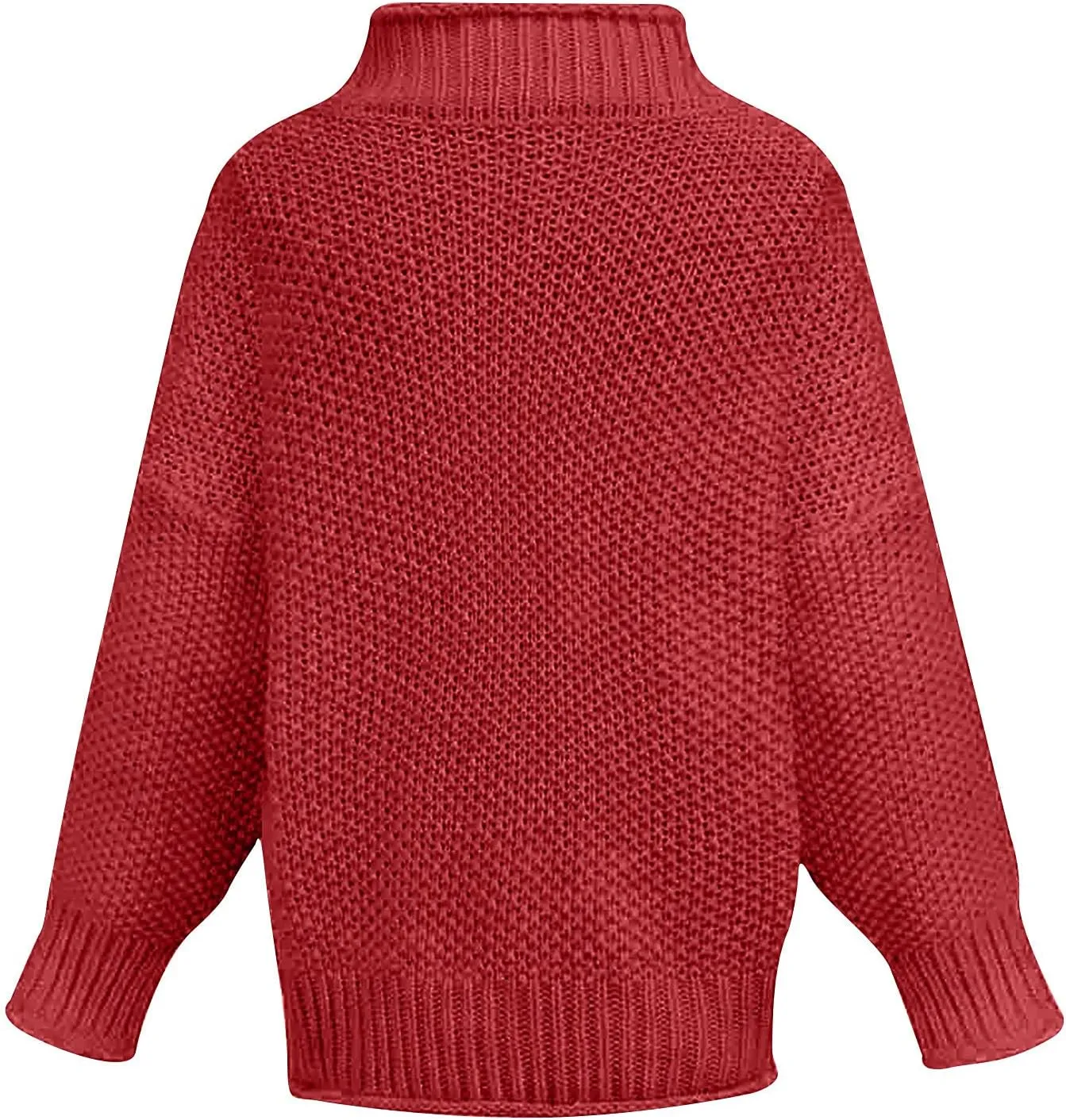 Womens Turtleneck Long Sleeve Sweater Solid Color Sweater Winter Trendy Sweater Loose Fitting Sweater Blouse