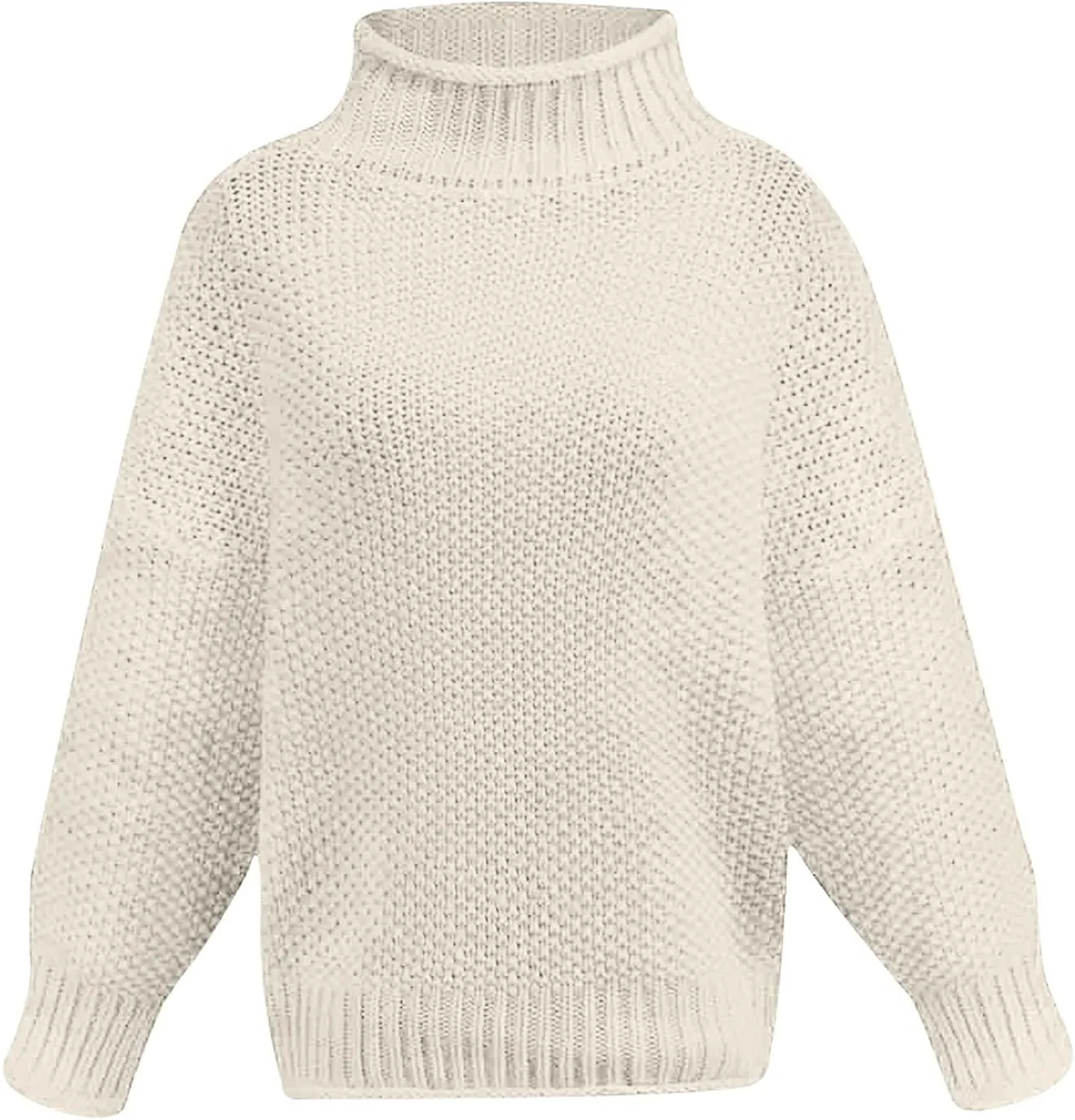 Womens Turtleneck Long Sleeve Sweater Solid Color Sweater Winter Trendy Sweater Loose Fitting Sweater Blouse