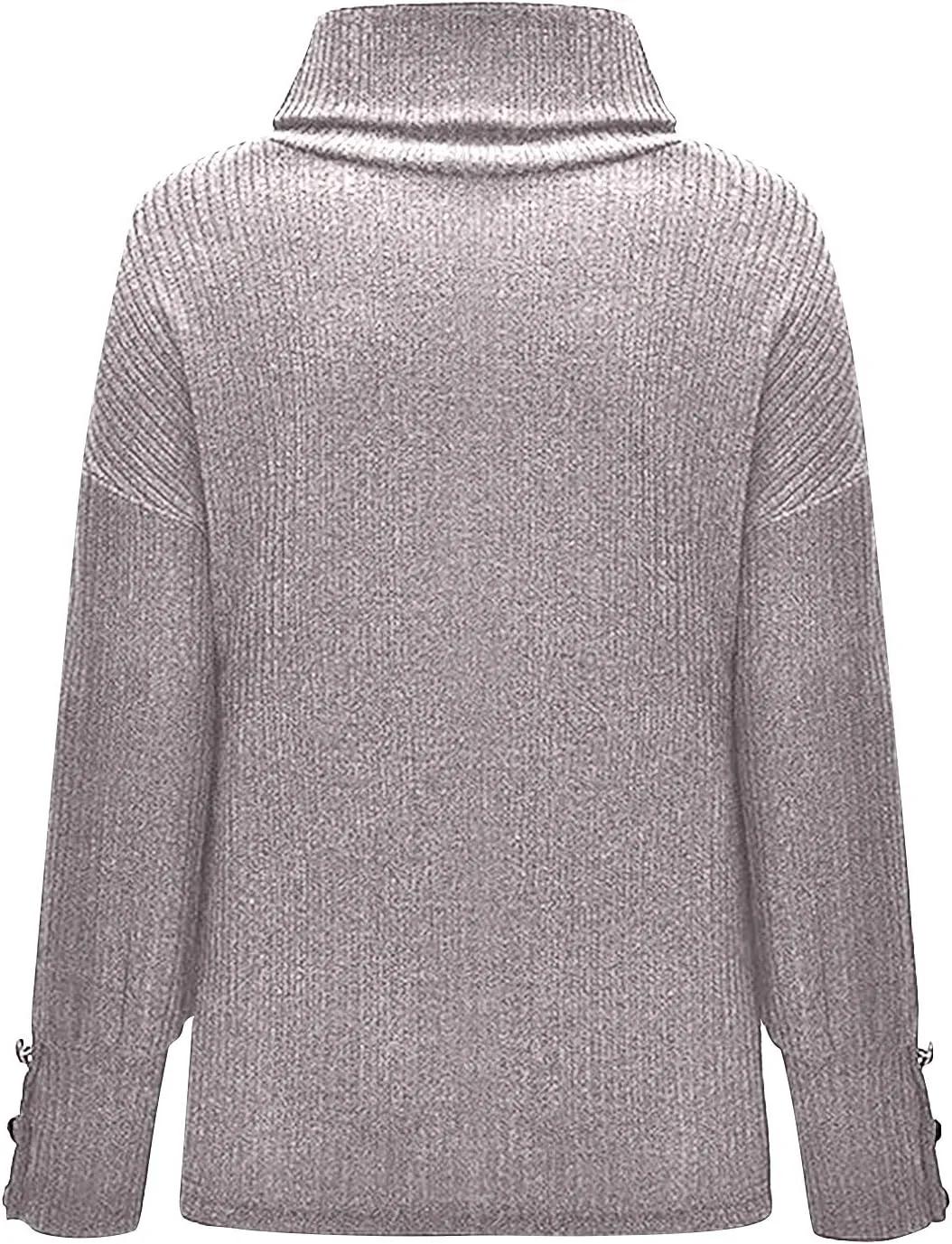 Women's Turtleneck Oversized Sweaters Long Sleeve Pullover Loose Knit Jumper Striped Print Button Jumper Tops