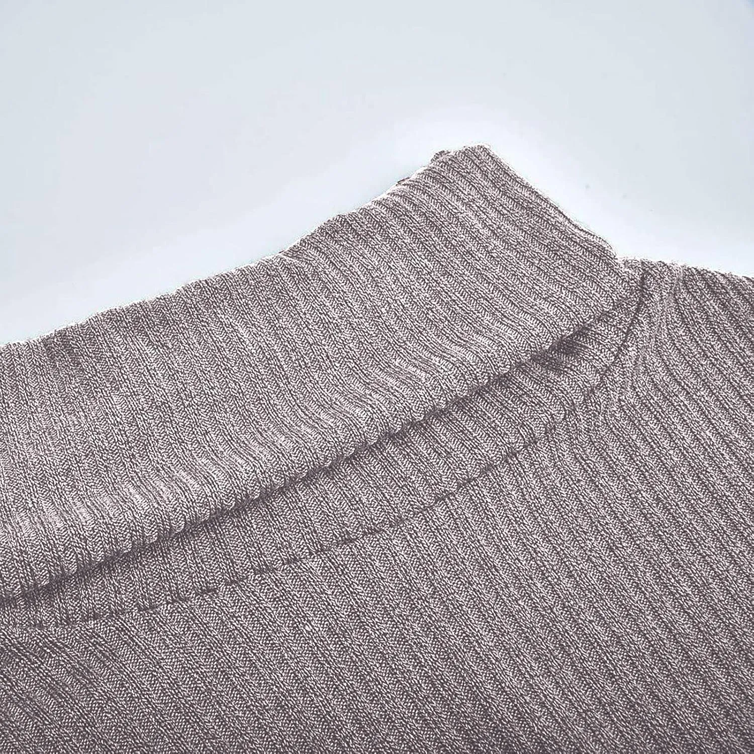 Women's Turtleneck Oversized Sweaters Long Sleeve Pullover Loose Knit Jumper Striped Print Button Jumper Tops