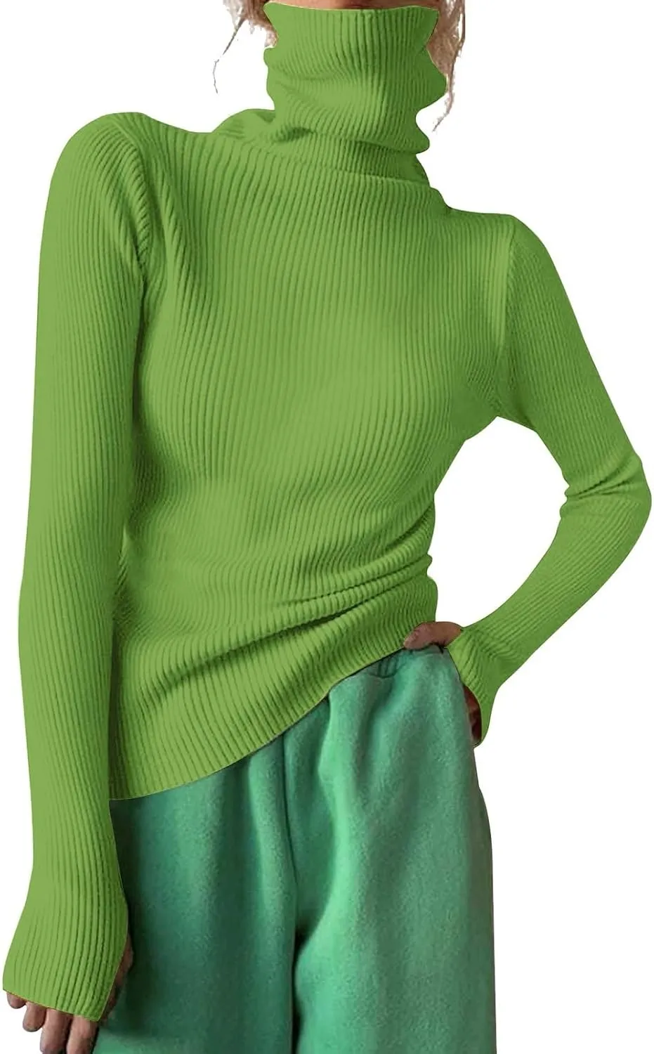 Womens Turtleneck Oversized Sweaters Wool Knit Bottom Female Long Sleeve Thick Loose Pullover Sweaters for Women