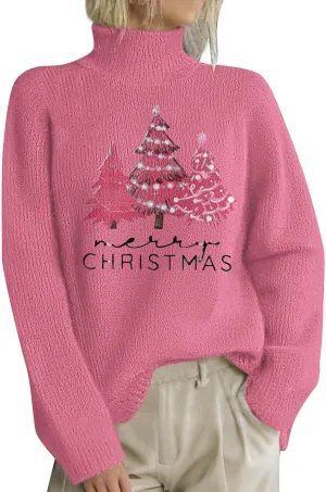 Womens Turtleneck Sweater 2024 Trendy Clothes Oversized Knitted Pullover Casual Trendy Basic Loose Daily Jumper Top