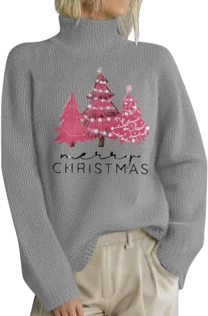 Womens Turtleneck Sweater 2024 Trendy Clothes Oversized Knitted Pullover Casual Trendy Basic Loose Daily Jumper Top