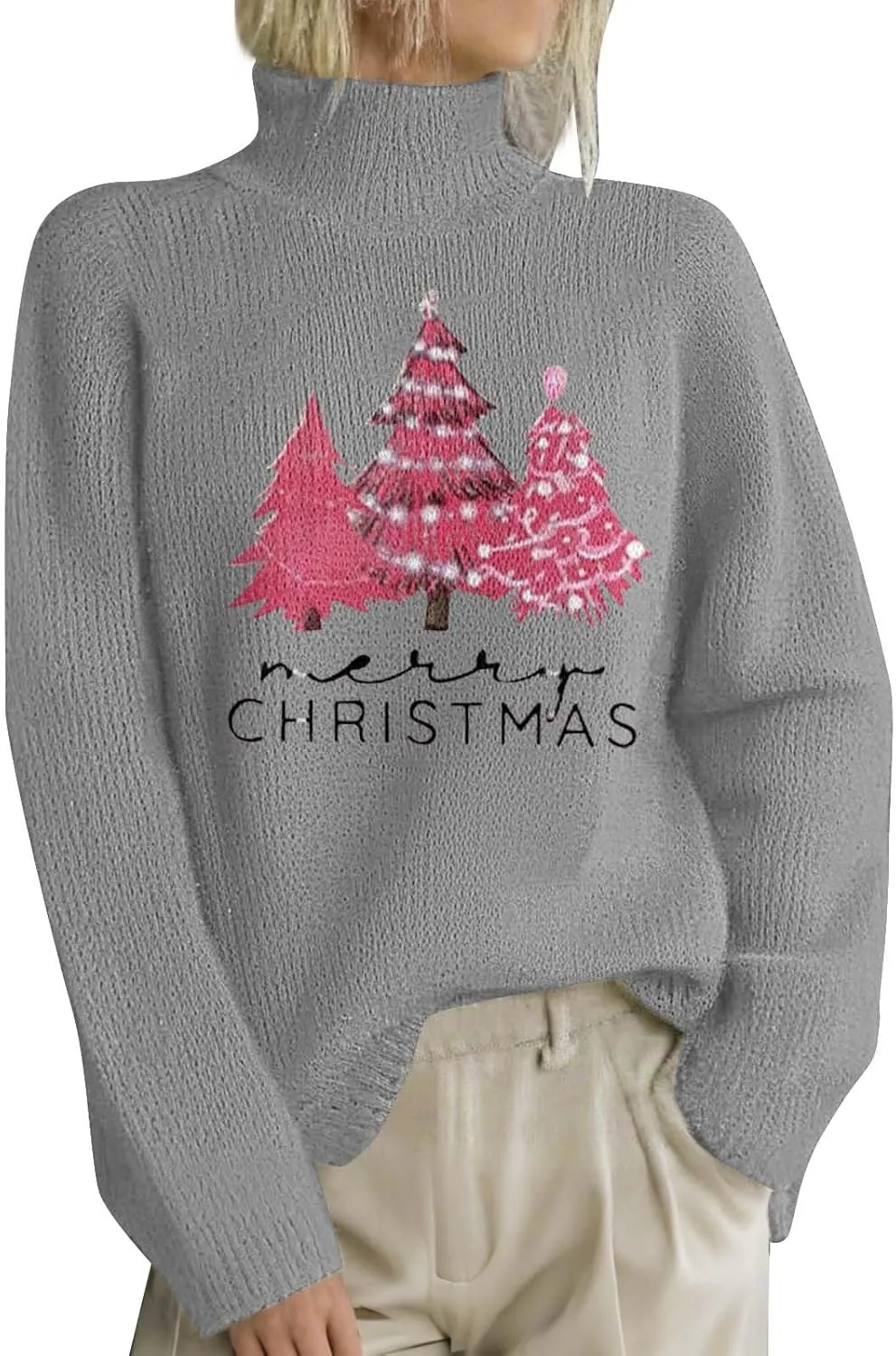 Womens Turtleneck Sweater 2024 Trendy Clothes Oversized Knitted Pullover Casual Trendy Basic Loose Daily Jumper Top