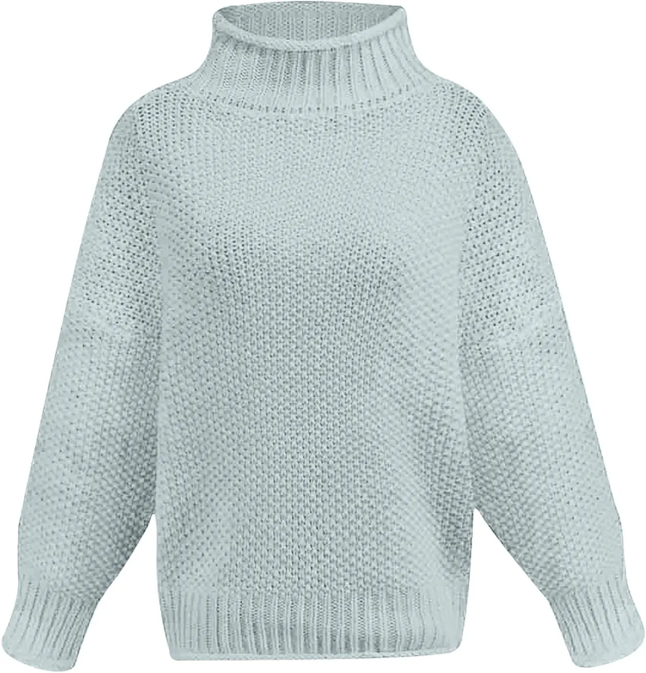 Womens Turtleneck Sweater Long Sleeve Knitted Sweater Winter Fashion Sweaters Casual Oversized Sweater Blouse
