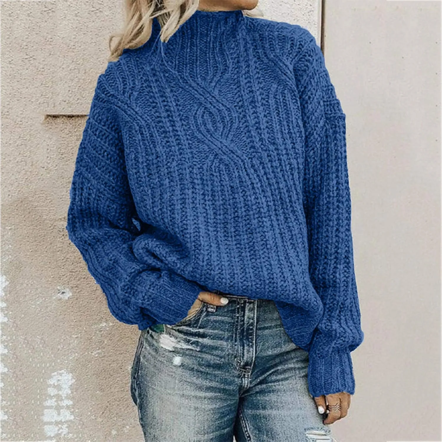 Womens Turtleneck Sweaters Cable Knit Tops Sweater Long Sleeve Pullover Sweaters 2022 Casual Dressy Winter Jumper