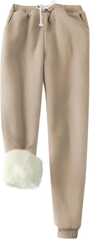 Women's Warm Sherpa Lined Athletic Sweatpants Jogger Fleece Pants