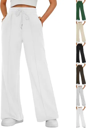 Womens Wide Leg Sweatpants Casual Drawstring High Waisted Flared Sweatpants Baggy Lightweight Joggers with Pockets