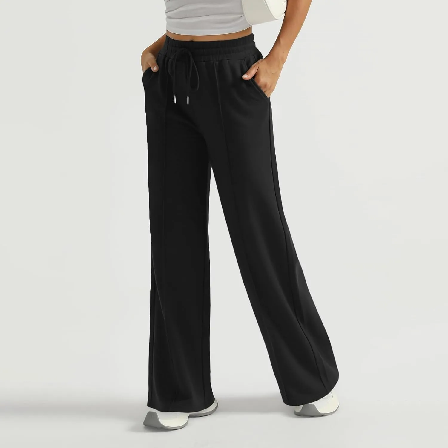 Womens Wide Leg Sweatpants High Waisted Straight Leg Baggy Pants Drawstring Athletic Joggers Warm Clothes 2025