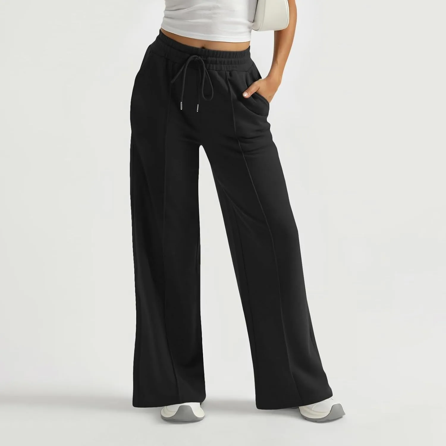 Womens Wide Leg Sweatpants High Waisted Straight Leg Baggy Pants Drawstring Athletic Joggers Warm Clothes 2025