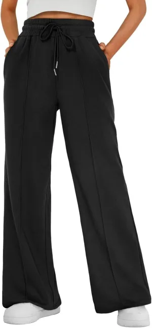 Womens Wide Leg Sweatpants High Waisted Straight Leg Baggy Pants Drawstring Athletic Joggers Warm Clothes 2025