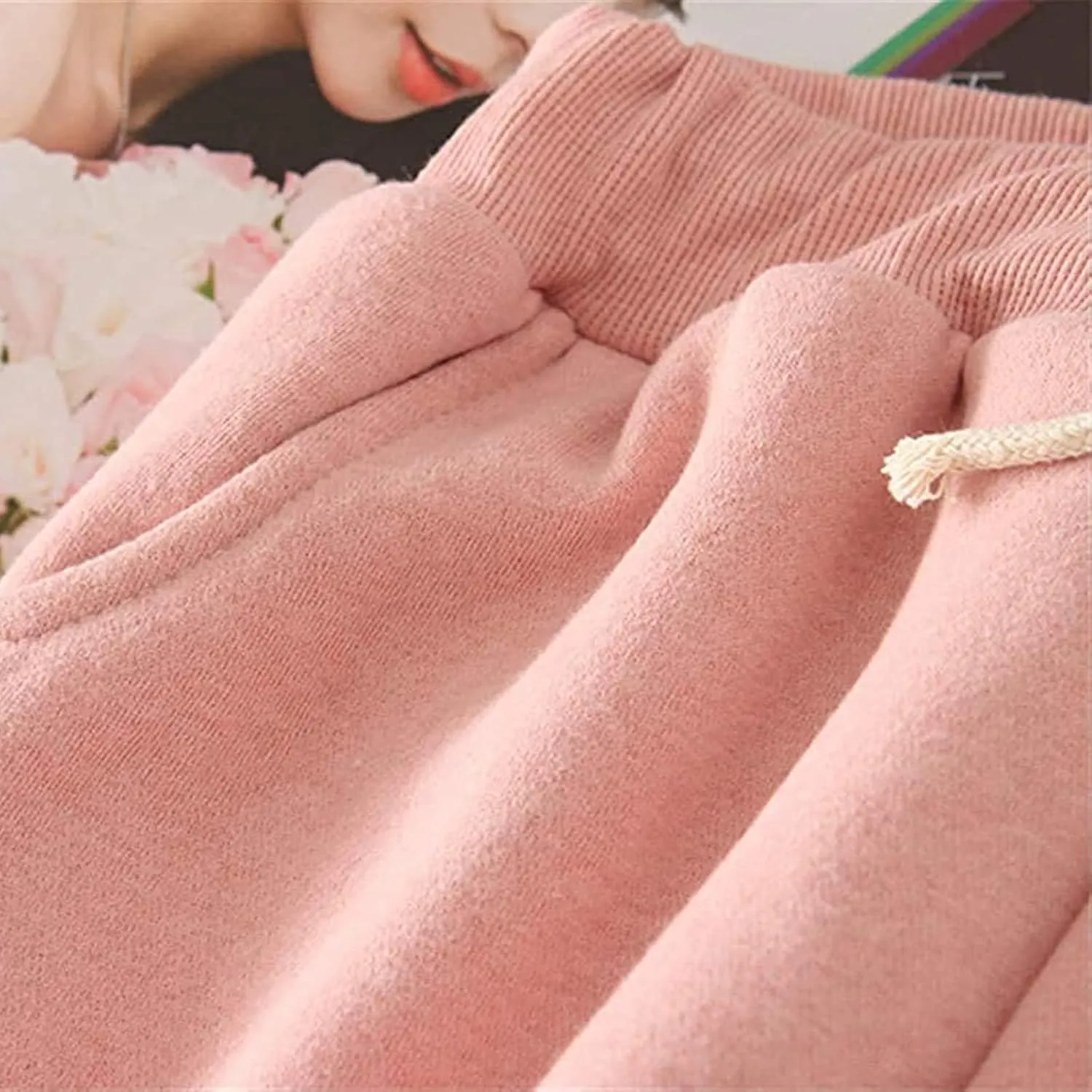 Women's Winter Warm Fleece Lined Joggers Pants Casual Fashion Solid Color Sweatpants Plus Size Pants with Pockets