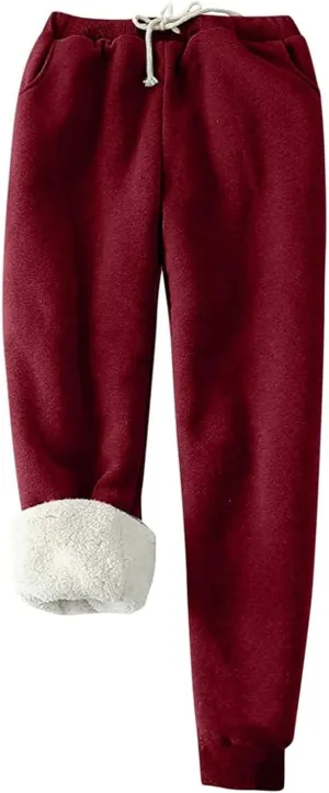 WYTong Womens Sweatpants Heart Printed Fleece Lined Sweatpants with Pocket Drawstring Winter Thermal Sherpa Lined Jogger