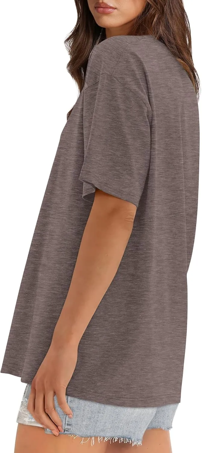 XIEERDUO Oversized T Shirts for Women Summer Short Sleeve Tops Loose Scook Neck