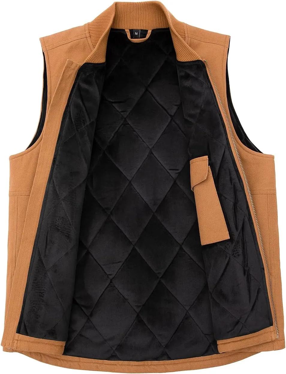 ZENTHACE Men's Arctic Quilted Lined Duck Vest Washed Full Zip Up Utility Rugged Canvas Work Vest Jacket