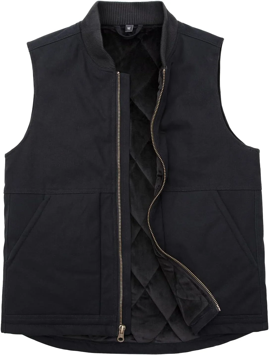ZENTHACE Men's Arctic Quilted Lined Duck Vest Washed Full Zip Up Utility Rugged Canvas Work Vest Jacket
