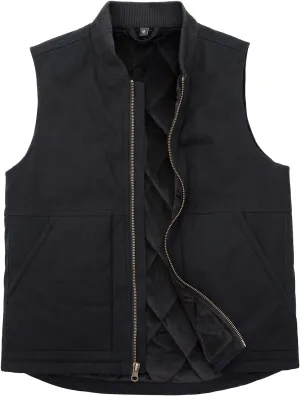 ZENTHACE Men's Arctic Quilted Lined Duck Vest Washed Full Zip Up Utility Rugged Canvas Work Vest Jacket