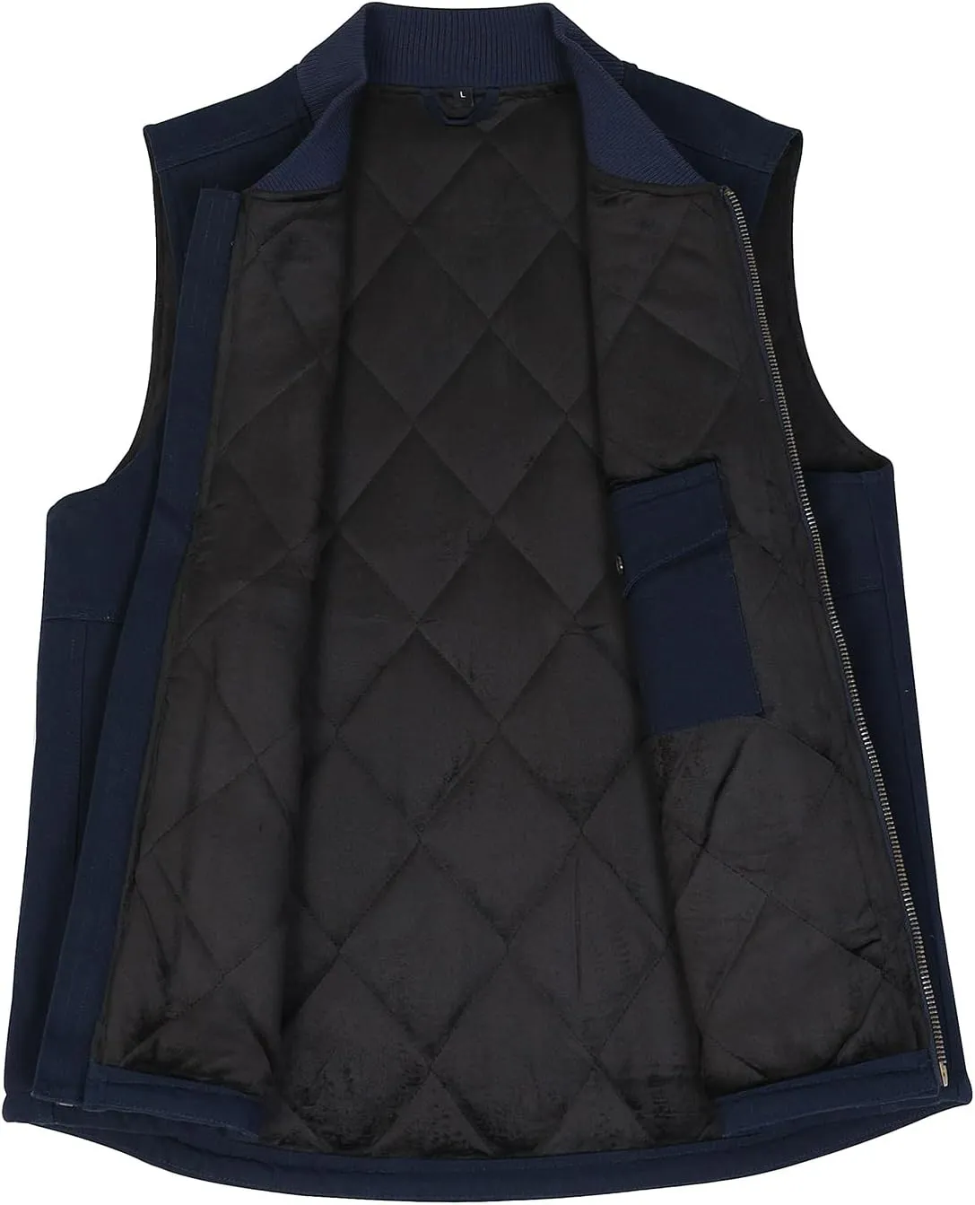 ZENTHACE Men's Arctic Quilted Lined Duck Vest Washed Full Zip Up Utility Rugged Canvas Work Vest Jacket