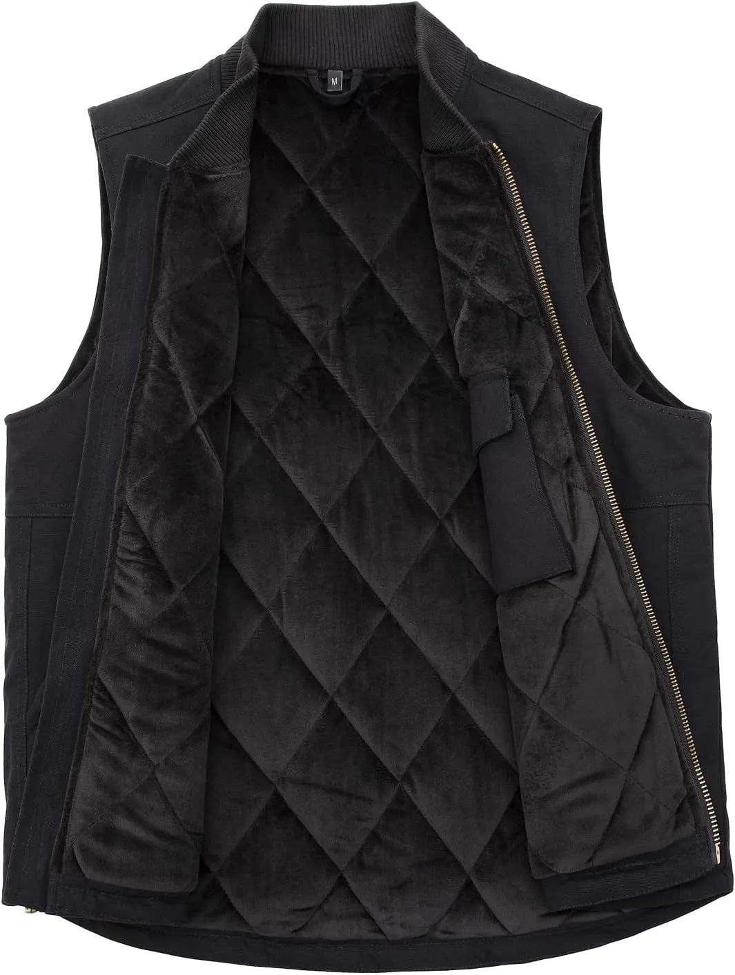 ZENTHACE Men's Arctic Quilted Lined Duck Vest Washed Full Zip Up Utility Rugged Canvas Work Vest Jacket
