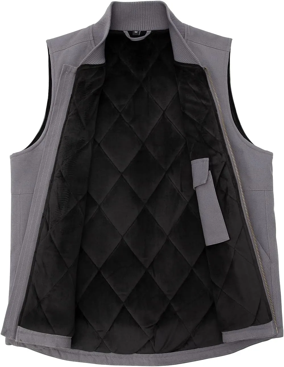 ZENTHACE Men's Arctic Quilted Lined Duck Vest Washed Full Zip Up Utility Rugged Canvas Work Vest Jacket