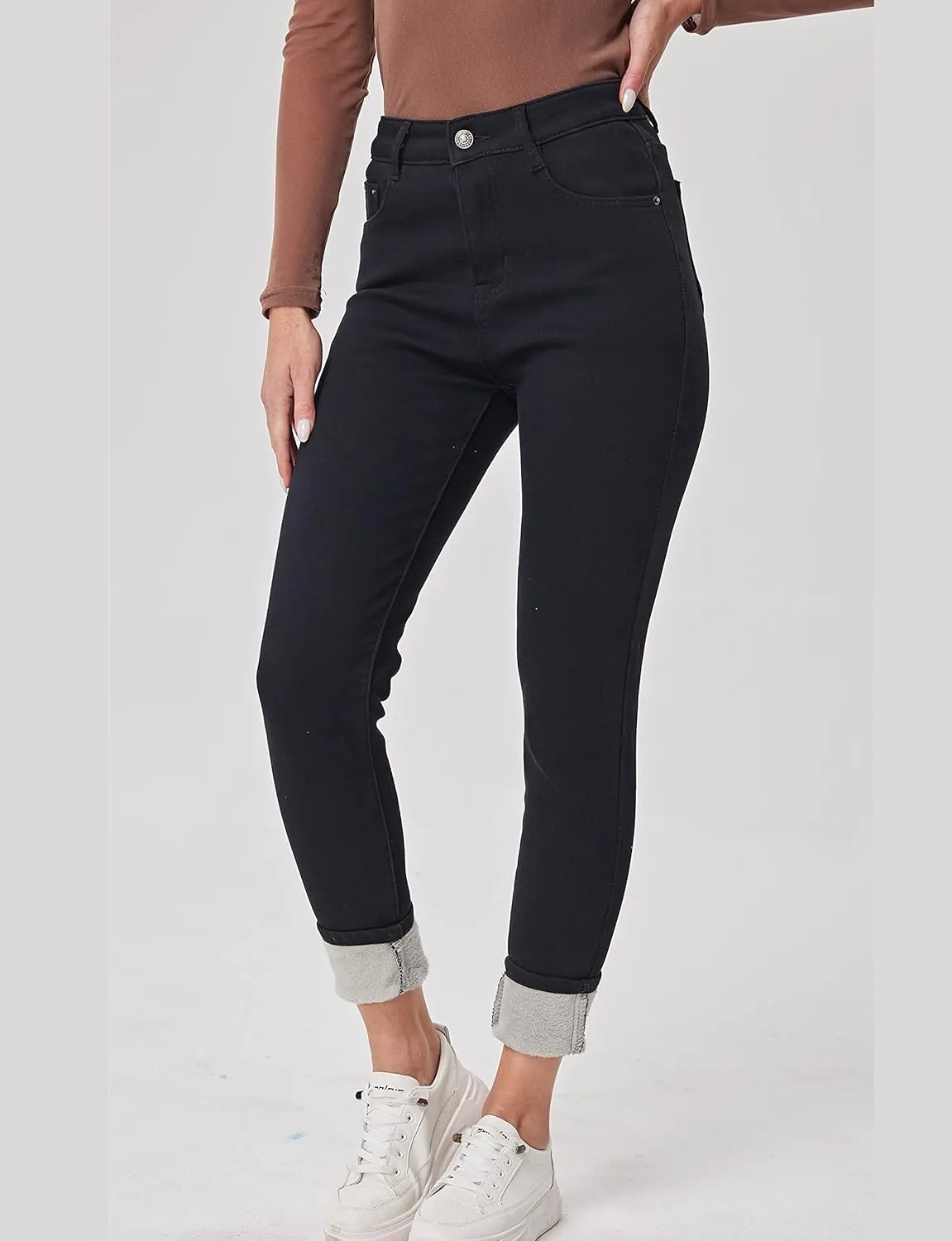 zsangbee Women's Thermal Jeans Fleece Lined Jeans Winter Skinny Jeans Warm Denim Pants