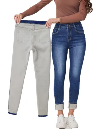 zsangbee Women's Thermal Jeans Fleece Lined Jeans Winter Skinny Jeans Warm Denim Pants