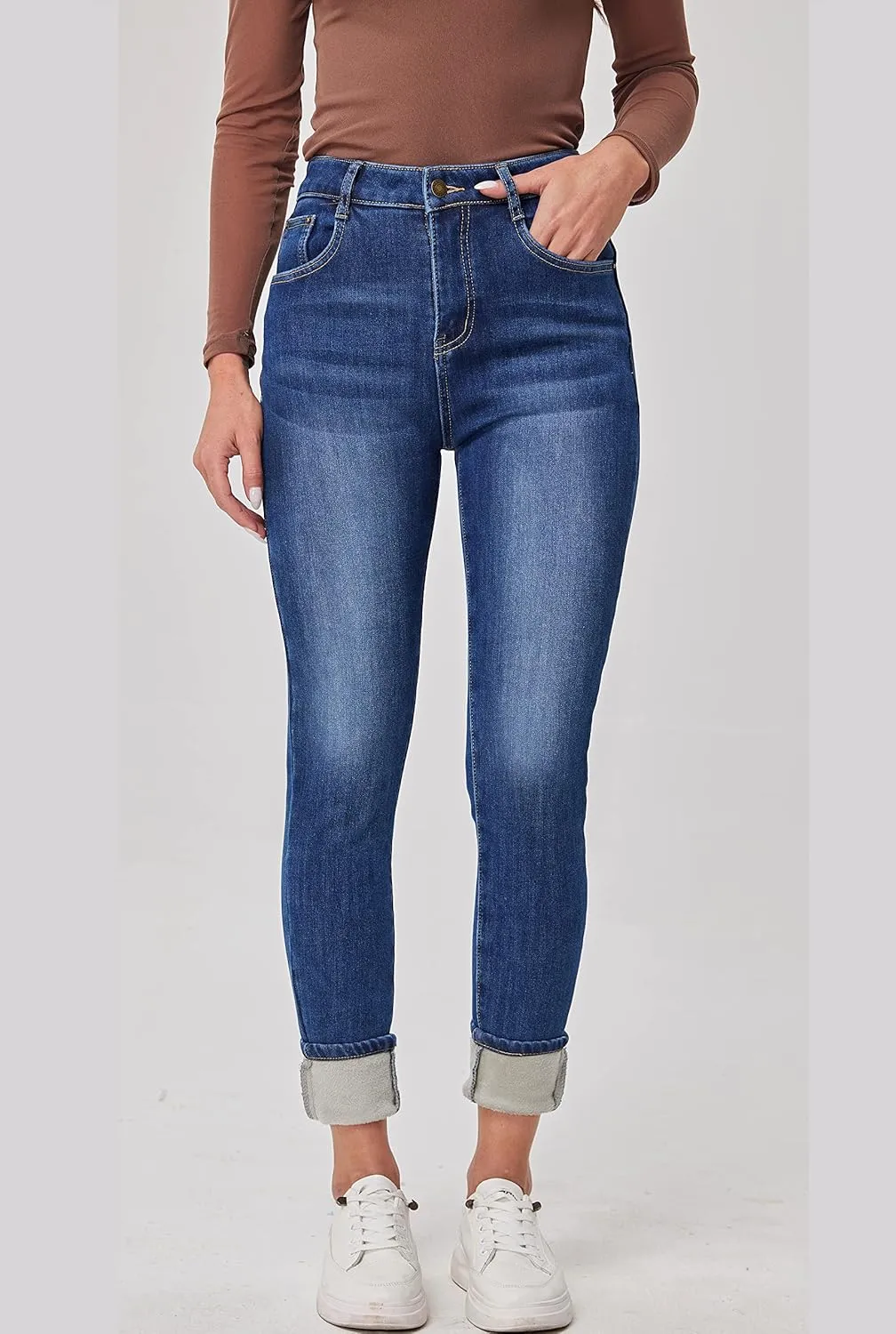 zsangbee Women's Thermal Jeans Fleece Lined Jeans Winter Skinny Jeans Warm Denim Pants