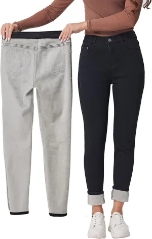 zsangbee Women's Thermal Jeans Fleece Lined Jeans Winter Skinny Jeans Warm Denim Pants
