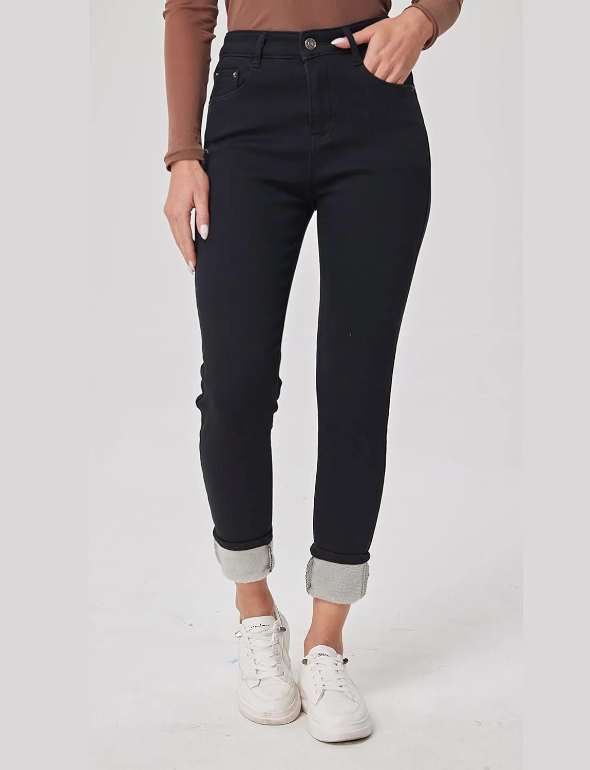 zsangbee Women's Thermal Jeans Fleece Lined Jeans Winter Skinny Jeans Warm Denim Pants